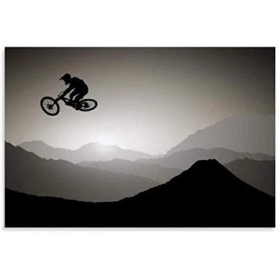 Abbildung von ZRRTTG Leinwand Druck Poster 60x90cm Downhill Mountainbiker MTB Schlafzimmer Wandkunst Kunstwerk Malerei Kunstdrucke Bild Kein Rahmen