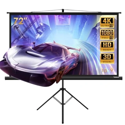 Abbildung von Todeco Leinwand mit Stativ 72 Zoll, Tragbar Projektor Leinwand, 160 x 90 cm, 16:9, 4K HD Klappbar Beamer Projektion Filme für Indoor Outdoor Home Theater