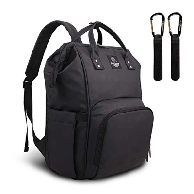 Abbildung von Pipi bear Wickelrucksack Tasche Wasserdichte Baby Wickeltasche Coole Mama Rucksack Organizer Große Kapazität (Schwarz)