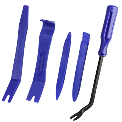 Abbildung von UKOFEW Hebelwerkzeug Auto Set, 5 Stück Zierleistenkeile, Fahrzeug Innen Demontage Werkzeuge, PP, für Verkleidung Reparatur Zierleisten Keil Clip Löser (Blau)