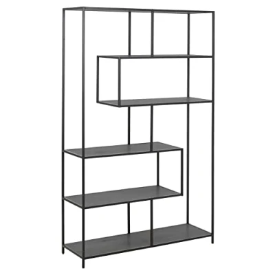 Abbildung von ACTONA GROUP Bücherregal, Metallgestell, modernes Design, 5 Einlegeböden, asymmetrische Details
