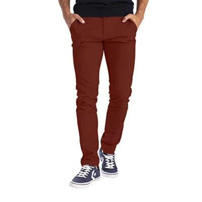 Abbildung von BlauerHafen Herren Designer Chino Hose Stretch Stoff Chinohose Slim Fit Casual Trousers (34W / 30L, Ochsenblut)