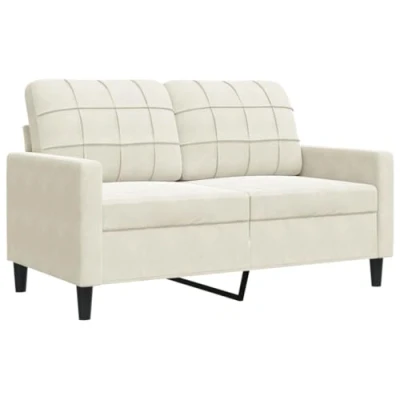 Abbildung von vidaXL Sofa 2 Sitzer, Polstersofa Doppelsofa für Wohnzimmer, Couch Loungesofa Metallgestell, Zweisitzer Samtsofa Sitzmöbel, Modern, Creme 120cm Samt