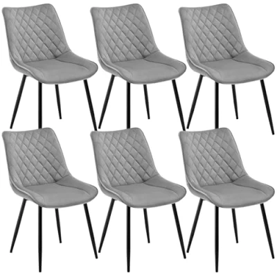 Abbildung von WOLTU Esszimmerstühle 6er Set, Küchenstühle, Wohnzimmerstühle, Polsterstühle mit Rückenlehne, für Esszimmer, Küche, Wohnzimmer, Büro, Sitzfläche aus Samt, Metallbeine, Hellgrau BH209hgr 6