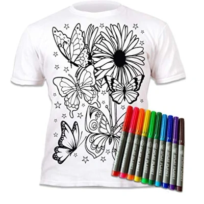 Abbildung von Splat Planet Schmetterlinge T Shirt Malvorlagen Mit 10 Ungiftigen, Waschbaren Zauberstiften Färben Sie Ihr Eigenes Shirt, Und Auswaschen Erneut Kindergeburtstag (9 11 Jahre)