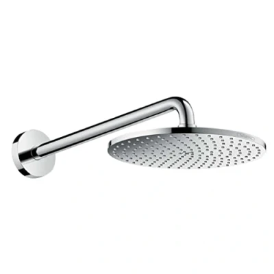Abbildung von hansgrohe Regenduschkopf &quot;Raindance S&quot;, (Kopfbrause, Brausearm), 24cm, 1 Strahlart PowderRain mit Brausearm, chrom