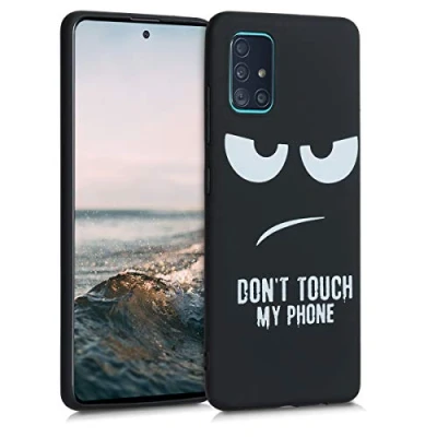 Abbildung von kwmobile Hülle kompatibel mit Samsung Galaxy A51 Handyhülle Silikon Case Don&#039;t Touch My Phone Weiß Schwarz