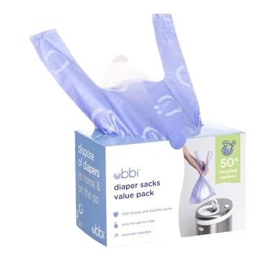 Abbildung von Ubbi Disposable Diaper Sacks, Lavender Scented, Easy To Tie Tabs, Disposal or Pet Waste Bags, 400 Count
