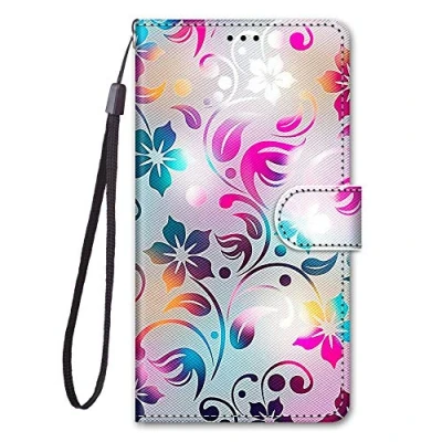Abbildung von Nodigo für Samsung Galaxy A71 Leder Hülle Magnetisch Kickstand mit Kartenfach 360 Grad Tier Muster Motiv Lustig Design Silikon Hüllen Handyhülle Wallet Tasche Case Mädchen Damen Blatt