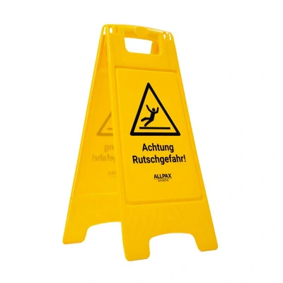 Abbildung von STOPPO Warnschild Rutschgefahr Kunststoff 62 x 30 cm klappbar gelb Achtung Aufsteller Schild Warnung bei Nässe