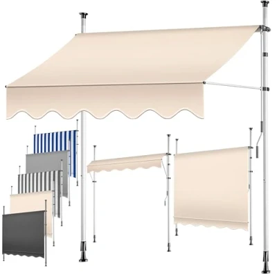 Abbildung von KESSER® Klemmmarkise mit Handkurbel Balkon, Balkonmarkise ohne Bohren, UV beständig höhenverstellbar wasserabweisend, Sonnenschutz, Terrassenüberdachung, einfache Montage 250cm
