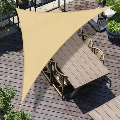 Abbildung von SUNNY GUARD Sonnensegel Dreieckig 3x3x4.25m Sonnenschutz Atmungsaktiv HDPE UV Schutz für Balkon Terrasse Garten, Sand