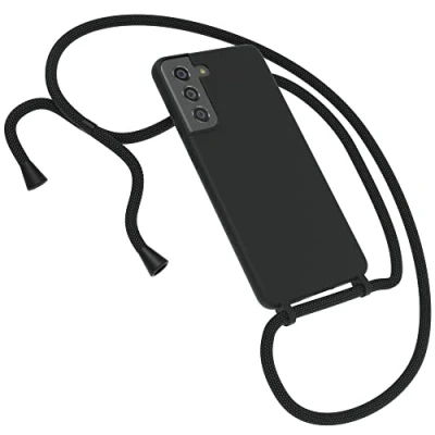 Abbildung von EAZY CASE Premium Silikon Handykette kompatibel mit Samsung Galaxy S21 FE 5G Handyhülle Umhängeband, Handykordel Schutzhülle, Silikonhülle, Hülle Band, Kette für Smartphone, Schwarz
