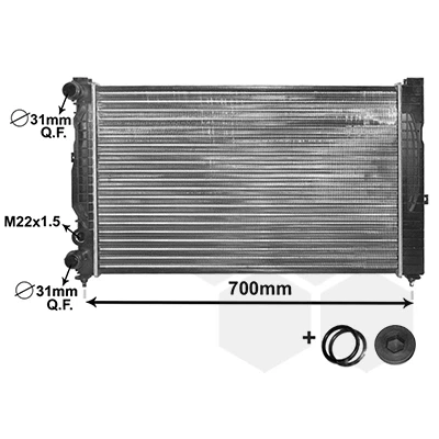 Abbildung von VAN WEZEL 03002123 Kühler, Motorkühlung Aluminium 630 375 35 *** IR PLUS mit Zubehör Kühlrippen mechanisch gefügt AUDI: A4 B5 Limousine kfzteile,