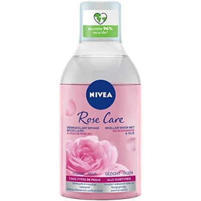 Abbildung von NIVEA Skin Breathe Makeup Entferner, zweiphasig, Mizellar, Rosenwasser, 400 ml, Gesichtsreiniger, wasserfest, sanft parfümiert