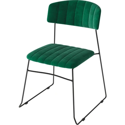 Abbildung von Mundo Stapelstuhl Grün, Velours gepolstert, feuerhemmend, 54x55x79cm (BxTxH), 53003