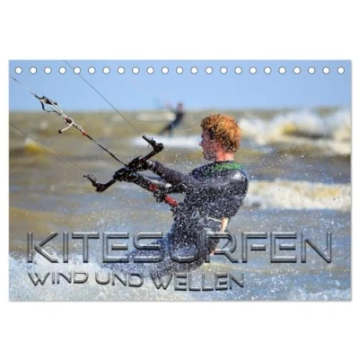 Abbildung von Kitesurfen Wind und Wellen (Tischkalender 2025 DIN A5 quer), CALVENDO Monatskalender