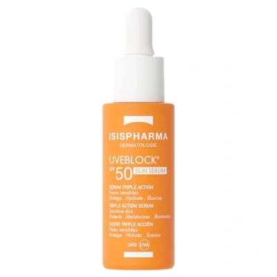 Abbildung von Isispharma Uveblock Sun Serum SPF50 8 Stunden Feuchtigkeitsversorgung, Schutz und Aufhellung Glow Effekt Sonnenschutz Fließende, nicht fettende Textur Entwickelt hergestellt in Frankreich