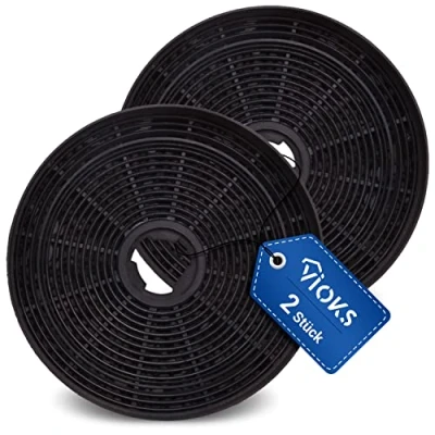 Abbildung von VIOKS Kohlefilter 2xStk Komplett Set Ersatz für Respekta MIZ0023N CF110 Ø171mm Dunstabzugshaubenzubehör Aktivkohlefilter Umluftbetrieb Ersatzteil Aktivkohle Abzugshaube Dunstabzugshaube