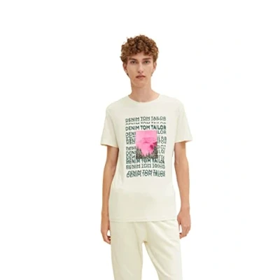 Abbildung von TOM TAILOR Denim Herren T Shirt mit Fotoprint 1033921, 10338 Soft Light Beige, M