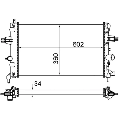 Abbildung von MAHLE ORIGINAL CR 574 000S Kühler, Motorkühlung für Fahrzeuge mit/ohne Klimaanlage 602 360 34 Kühlrippen mechanisch gefügt OPEL: Astra G CC, Zafira A