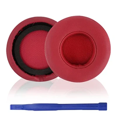 Abbildung von Aiivioll Mixr Ohrpolster Ersatz Kompatibel mit Beats by Dr. DRE On Ear Kopfhörer Ohrpolster, Ohrmuscheln, Protein PU Leder Reparaturteile(rot)