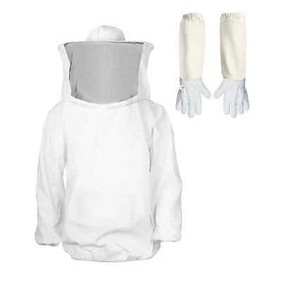 Abbildung von QWORK Imkeranzug mit langen Handschuhen, Imkerjacke Schleier, für Professionelle Bienenbisse Verhindern, XL