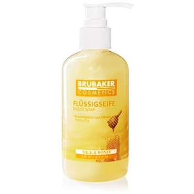 Abbildung von BRUBAKER Cosmetics 6er Pack Handwaschlotion Flüssigseife Milch Honig 6 x 240 ml im praktischen Spender reinigt sanft und spendet Feuchtigkeit für hygienisch saubere Hände