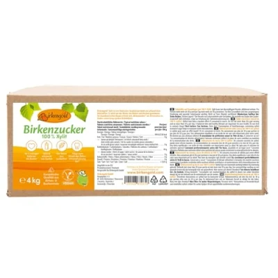 Abbildung von Birkengold Birkenzucker Xylit, 4 kg Beutel 100 % Xylit aus Finnland Birken und Buchenrinde vegan 40 weniger Kalorien als Zucker glutenfrei zahnfreundlich
