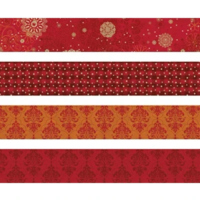 Abbildung von Heyda 204875523 Faltstreifen Set für Fröbelsterne 1 x 30 cm &amp; 1, 5 45 cm, 4 Motive Sortiert in zwei verschiedenen Größen, Rot Gemustert