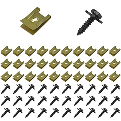 Abbildung von 30 Sets Karosserie Kotflügelschrauben, Metallschrauben, Schrauben und U Klemme für Motorspritzschutz, Kotflügel