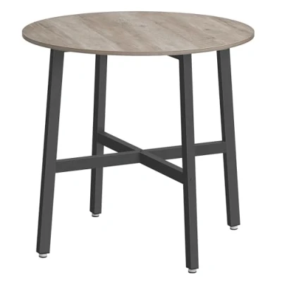 Abbildung von VASAGLE Esstisch klein, runder Küchentisch, für Wohnzimmer, Büro, 80 cm d, 75 H, Industrie Design, Greige meliert tintenschwarz KDT080G01