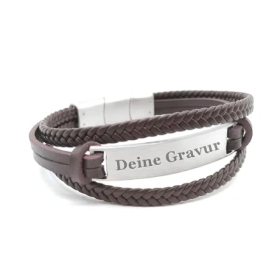 Abbildung von COW Style Personalisiertes Lederarmband Herren mit Namen oder Datum Armband Gravur Geschenk zum Vatertag Männerarmband für Papa