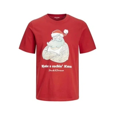 Abbildung von JACK&amp;JONES Herren JJXMAS Funny Tee SS Crew Neck T Shirt, Scarlet Sage, L