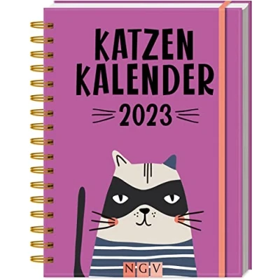 Abbildung von Katzenkalender 2023. 1 Woche auf 2 Seiten: Mit über 130 Stickern und Gummibandverschluss