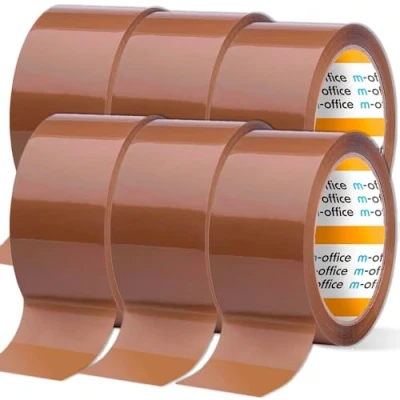 Abbildung von m office Klebeband, braunes Rolle für Kartonverpackungen, Versand, Umzug und Handwerk, sichere robuste Versiegelung, Klebeband (6 Stück, 36 mm x 66 m)