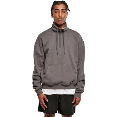 Abbildung von Urban Classics Organic Drawstring Troyer Sweatshirt, Herren, Größe: Large, Darkshadow