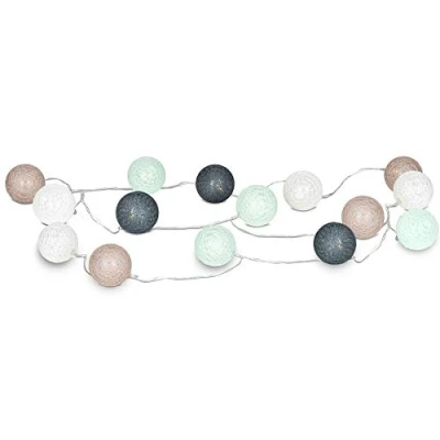 Abbildung von Levandeo® Lichterkette, 15er Lichterkette Ø4cm LED Kugeln Girlande Lampions Baumwolle Grün