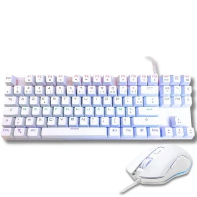 Abbildung von The G Lab Combo Mercury Set mit mechanischer Gaming Tastatur und Maus, programmierbar, mechanische Tastatur, Tkl, RGB, Switch Red, Azerty 6 Tasten, 7200 DPI [Weiß] Neu