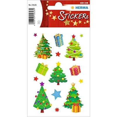Abbildung von HERMA 15626 Aufkleber Christbaum klein groß, 30 Stück, Weihnachten Sticker mit Weihnachtsbaum Sterne Motiv, Kinder Etiketten für Weihnachtsdeko Geschenke Adventskalender Winter Dekoration DIY Basteln