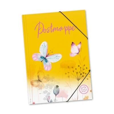 Abbildung von itenga Postmappe aus stabilem Kunststoff PP Gummizugmappe mit Motiv DIN A4 Gummizugverschluss Sammelmappe Eckspanner (Schmetterling)