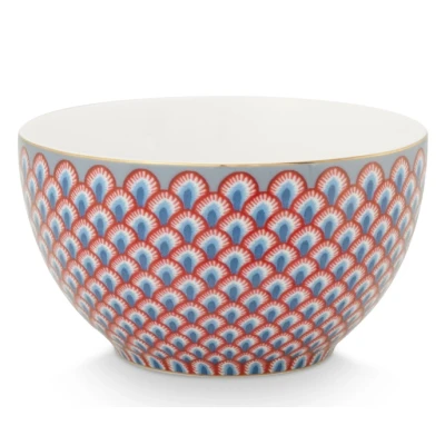 Abbildung von PIP STUDIO Flower Festival Scallop Bowl LightBlue/red 9,5cm