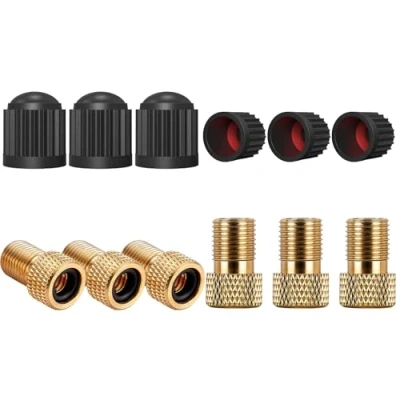 Abbildung von Adapter für Dunlop und Sclaverand Ventil auf Schrader Ventil, 12 Stück DV + SV AV Fahrrad Adapter, Radventil, Blitzventil, Presta Bike Valve