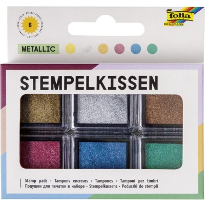 Abbildung von folia 30183 Stempelkissen Set metallic, 6 Stempelkissen, in verschiedenen Farben, ideal zum Verzieren von Karten und andere Bastelarbeiten