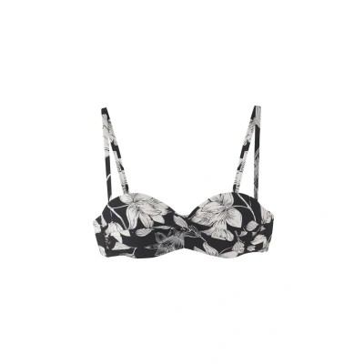 Abbildung von s.Oliver Bügel Bandeau Bikini Top mit schwarz weißem Blumenmuster