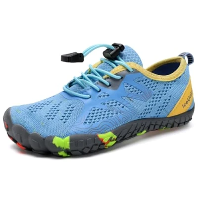 Abbildung von IceUnicorn Barfußschuhe Kinder Badeschuhe Junge Mädchen Barfussschuhe Aquaschuhe Atmungsaktiv Traillaufschuhe (Blau,30EU)