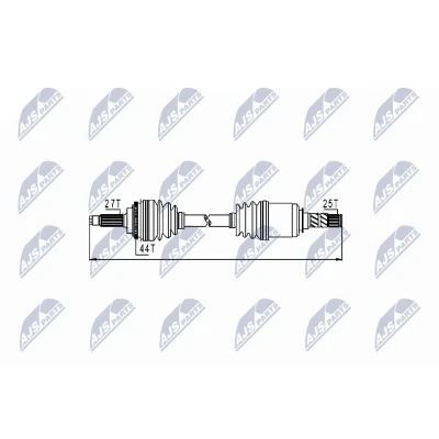 Abbildung von NTY NPW SB 009 Antriebswelle Vorderachse, Vorderachse links, rechts Automatikgetriebe SUBARU: Impreza II Limousine, Forester