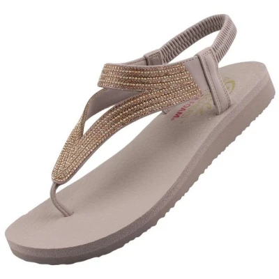 Abbildung von Skechers Meditation Vibrant Glow Damen Zehentrenner Taupe EU 39
