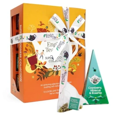 Abbildung von ETS Teegeschenk mit Schleife &quot;Super Goodness Tee Kollektion&quot; Geschenk und Probierbox Superfood BIO 12 Pyramidenbeutel