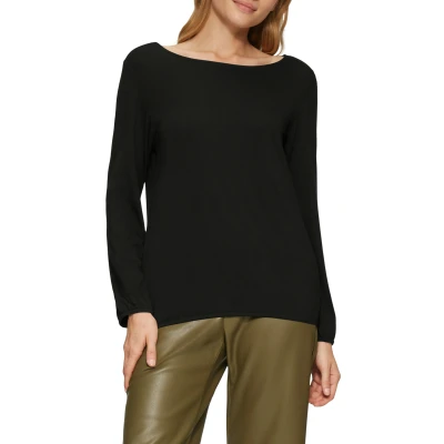 Abbildung von s.Oliver Fliessendes MIT Ubootausschnitt Langarmshirt, Damen, Größe: 34, Schwarz